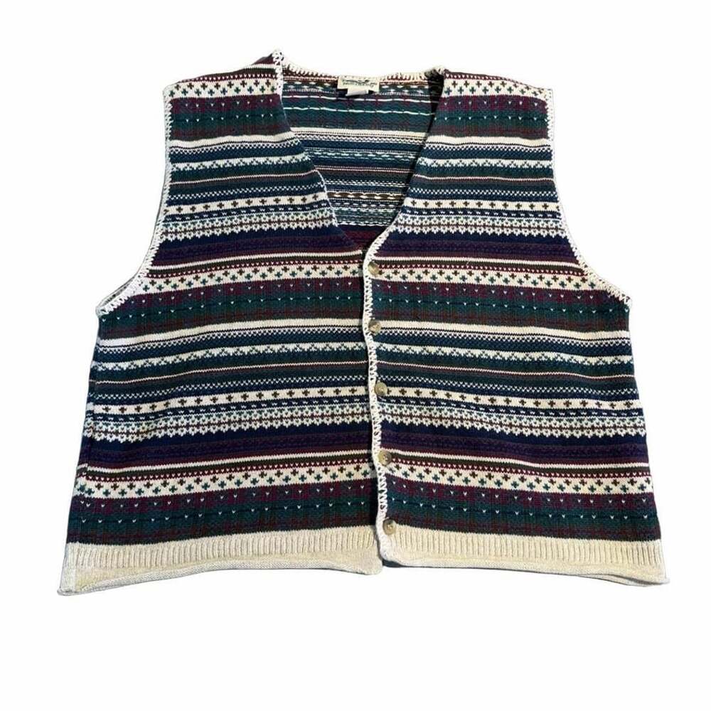 Northern Reflections Sweater Vest Size L Multicolor Fair Isle Button Front